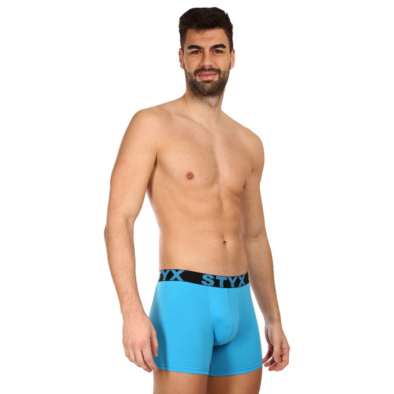 3PACK boxershorts för män Styx lång sport elastisk ljusblå (3U1169)