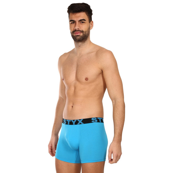 3PACK boxershorts för män Styx lång sport elastisk ljusblå (3U1169)