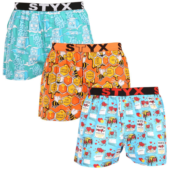 3PACK Boxershorts för herrar Styx art sports gummi flerfärgad (3B16476)