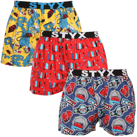 3PACK Boxershorts för herrar Styx art sports gummi flerfärgad (3B15690)