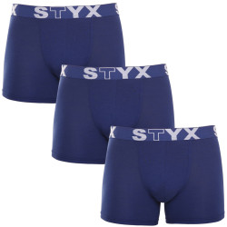 3PACK herr boxershorts Styx lång sport elastisk mörkblå (3U968)