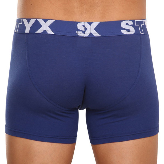 3PACK herr boxershorts Styx lång sport elastisk mörkblå (3U968)