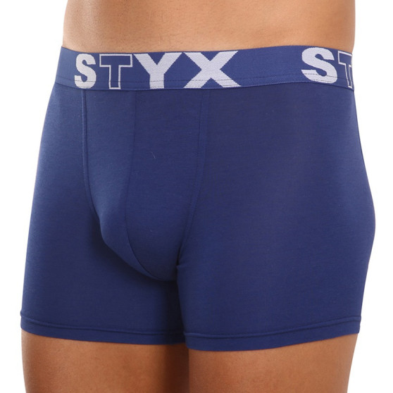 3PACK herr boxershorts Styx lång sport elastisk mörkblå (3U968)