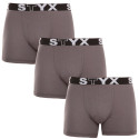 3PACK herrboxershorts Styx lång sport elastisk mörkgrå (3U1063)