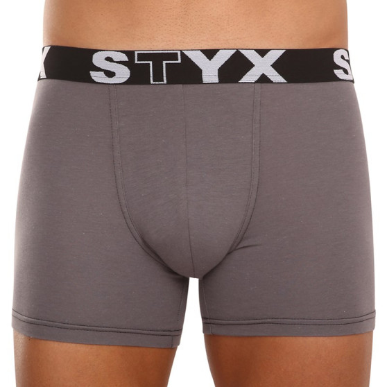 3PACK herrboxershorts Styx lång sport elastisk mörkgrå (3U1063)