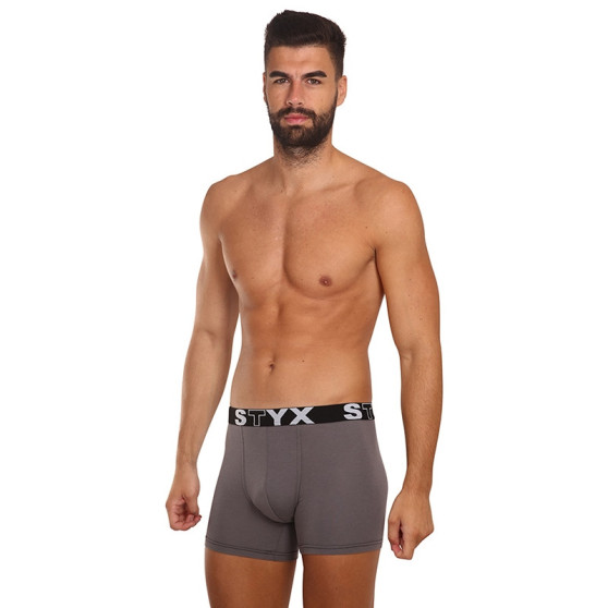 3PACK herrboxershorts Styx lång sport elastisk mörkgrå (3U1063)