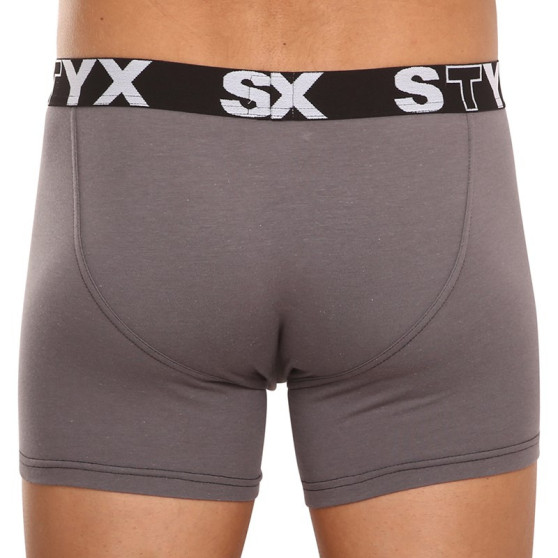 3PACK herrboxershorts Styx lång sport elastisk mörkgrå (3U1063)