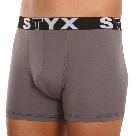 3PACK herrboxershorts Styx lång sport elastisk mörkgrå (3U1063)