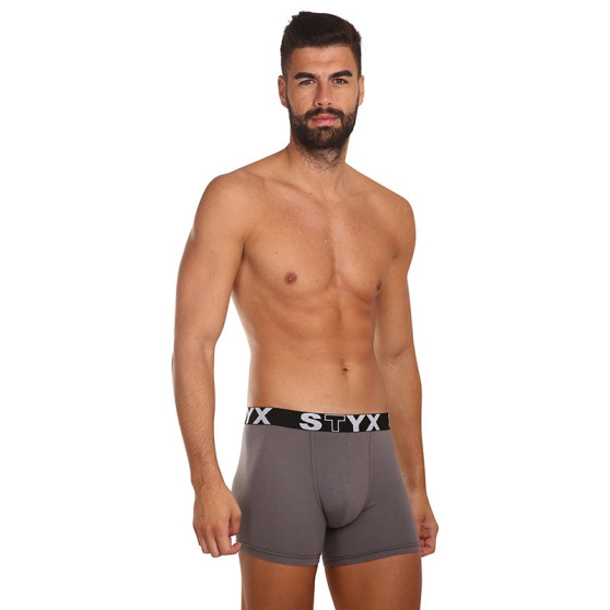 3PACK herrboxershorts Styx lång sport elastisk mörkgrå (3U1063)