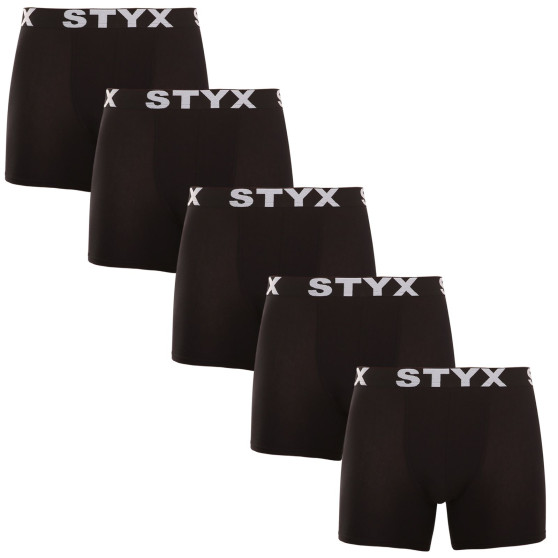 5PACK herr boxershorts Styx lång sport elastisk svart (5U960)