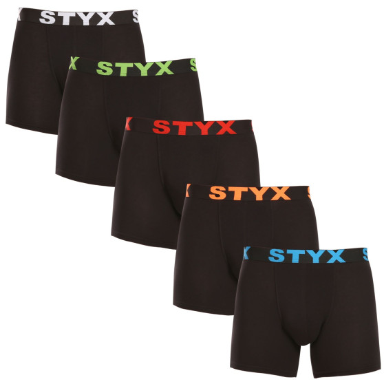 5PACK herr boxershorts Styx lång sport elastisk svart (5U9602)