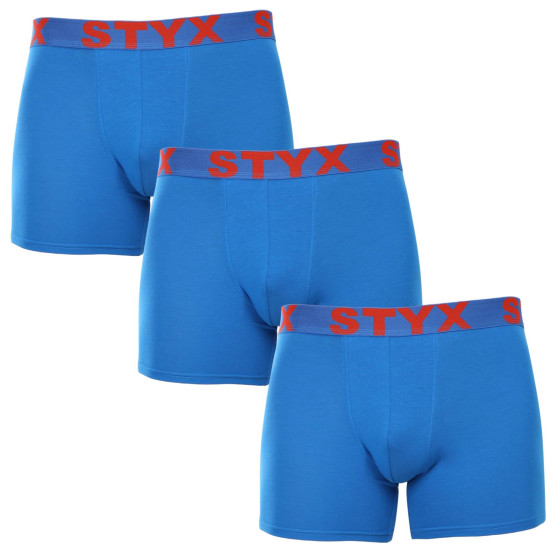 3PACK herr boxershorts Styx lång sport elastisk blå (3U1167)