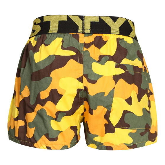 Barn shorts Styx art sports gummi kamouflage gul (BJ1559)