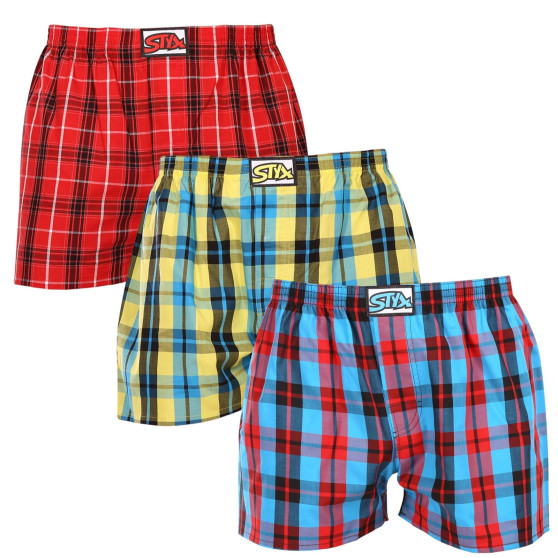 3PACK Boxershorts för herrar Styx klassisk elastisk flerfärgad (3A0913)