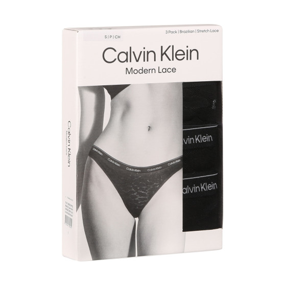 3PACK Brasilianska trosor för kvinnor Calvin Klein svart (QD5225E-UB1)