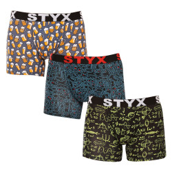 3PACK boxershorts för män Styx lång konst sport elastisk flerfärgad (3U12672/2)