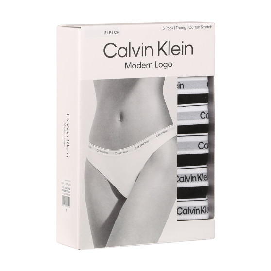 5PACK Stringtrosor för damer Calvin Klein svart (QD5221E-UB1)