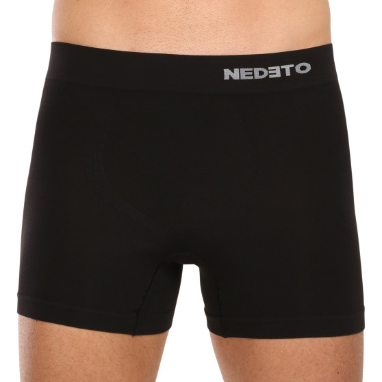 3PACK Boxershorts för herrar Nedeto sömlös bambu svart (3NDTB001S)