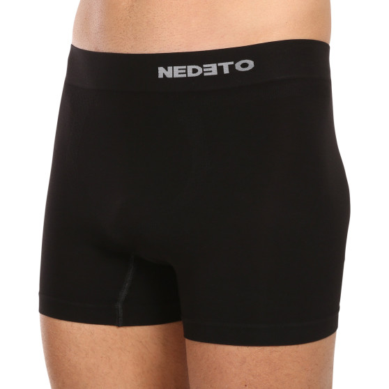 3PACK Boxershorts för herrar Nedeto sömlös bambu svart (3NDTB001S)