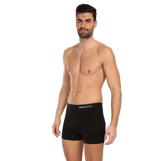 3PACK Boxershorts för herrar Nedeto sömlös bambu svart (3NDTB001S)