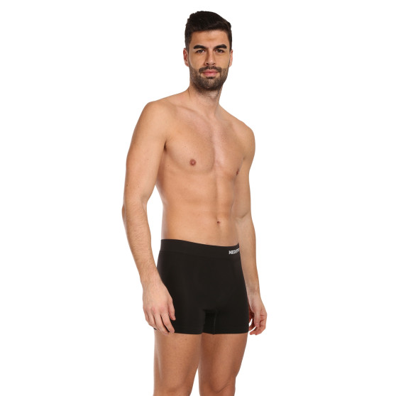 3PACK Boxershorts för herrar Nedeto sömlös bambu svart (3NDTB001S)