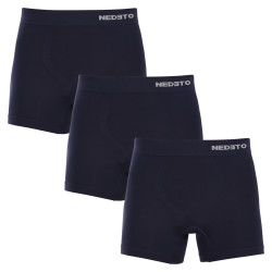 3PACK Boxershorts för herrar Nedeto sömlös bambu blå (3NDTB002S)