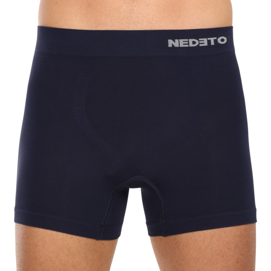 3PACK Boxershorts för herrar Nedeto sömlös bambu blå (3NDTB002S)