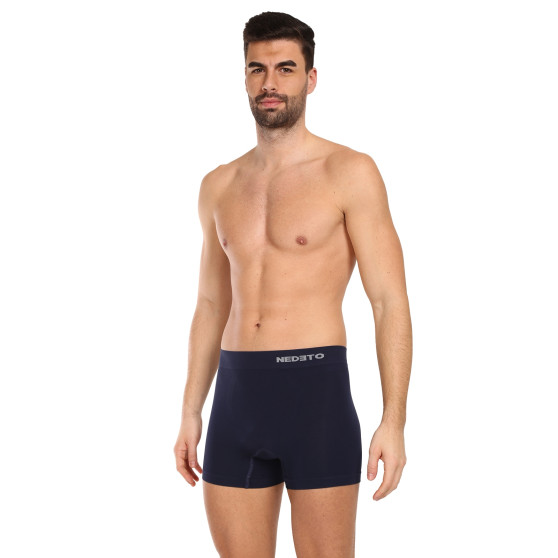 3PACK Boxershorts för herrar Nedeto sömlös bambu blå (3NDTB002S)