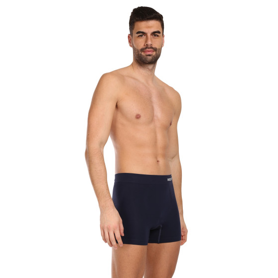 3PACK Boxershorts för herrar Nedeto sömlös bambu blå (3NDTB002S)