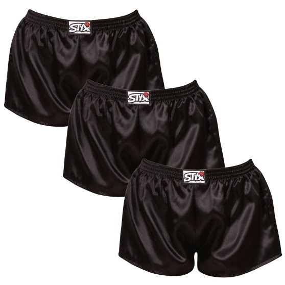 3PACK Damshorts Styx klassisk elastisk satin svart (3L0960)