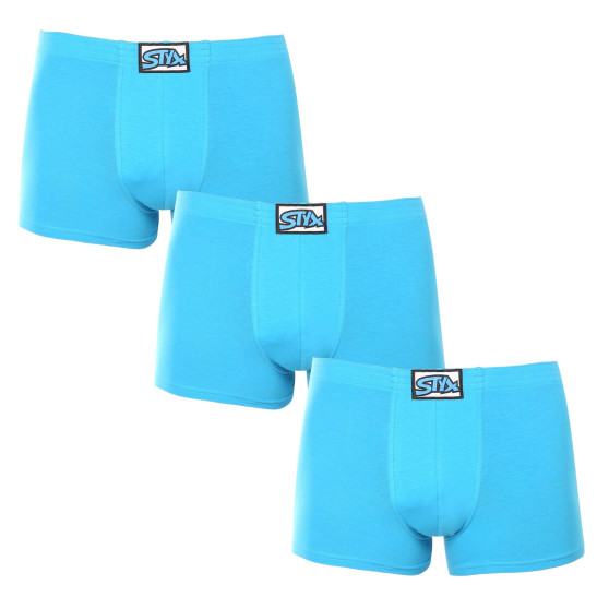 3PACK Boxershorts för herrar Styx classic rubber ljusblå (3Q1169)