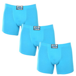 3PACK Boxershorts för herrar Styx lång classic rubber ljusblå (3F1169)