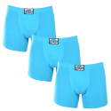 3PACK Boxershorts för herrar Styx lång classic rubber ljusblå (3F1169)