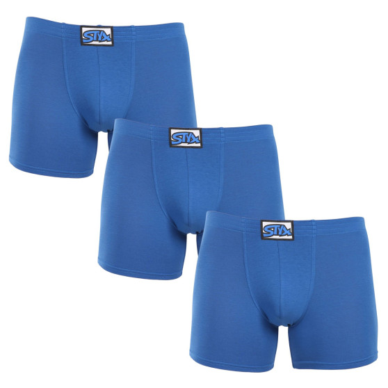 3PACK Boxershorts för herrar Styx lång klassisk elastisk blå (3F1167)