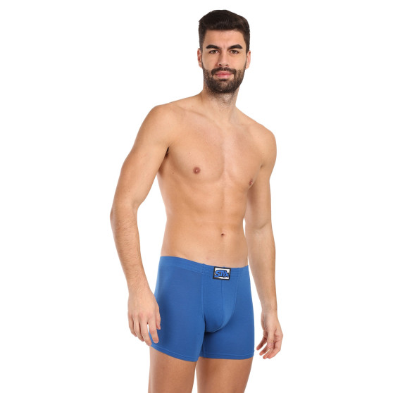 3PACK Boxershorts för herrar Styx lång klassisk elastisk blå (3F1167)