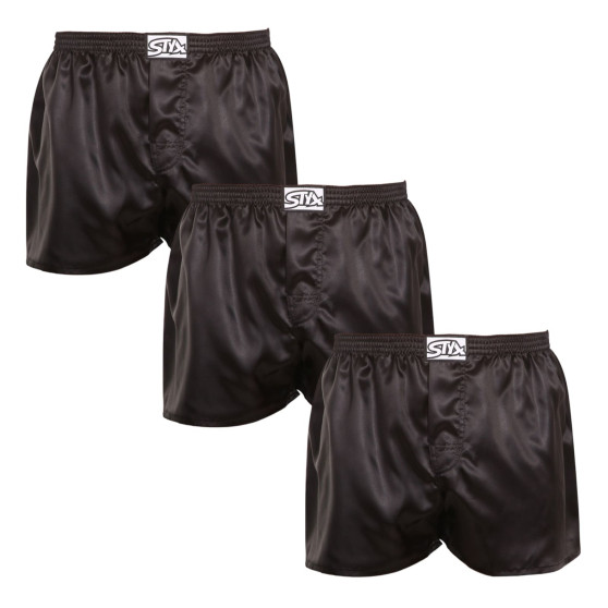 3PACK Boxershorts för herrar Styx klassisk elastisk satin svart (3C0960)