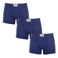 3PACK herrboxershorts Styx lång klassisk elastisk mörkblå (3F0968)