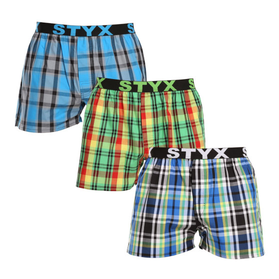 3PACK Boxershorts för herrar Styx sport elastisk flerfärgad (3B101720)