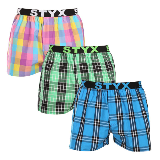 3PACK Boxershorts för herrar Styx sport elastisk flerfärgad (3B102830)