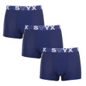 3PACK boxershorts för män Styx sport elastisk mörkblå (3G968)