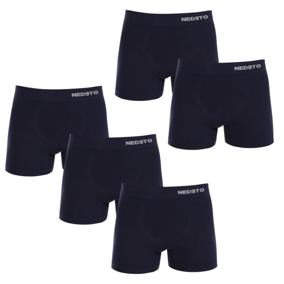 5PACK Boxershorts för herrar Nedeto sömlös bambu blå (5NDTB002S)