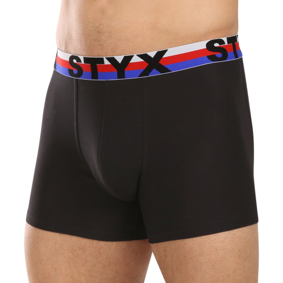 3PACK boxershorts för herrar Styx lång sport elastisk svart tricolour (3U1960)