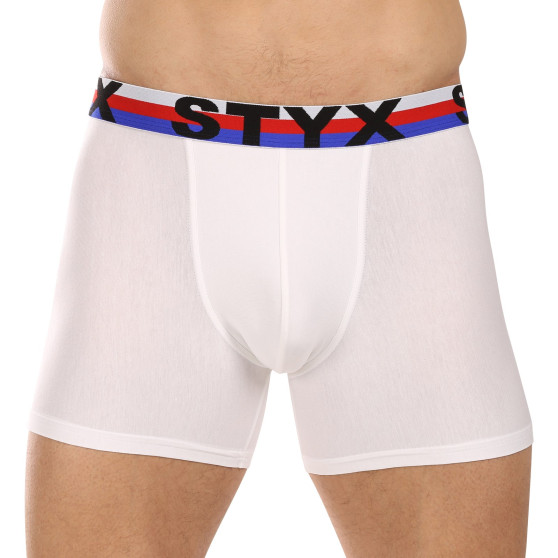 3PACK boxershorts för herrar Styx lång sport elastisk vit tricolour (3U2061)