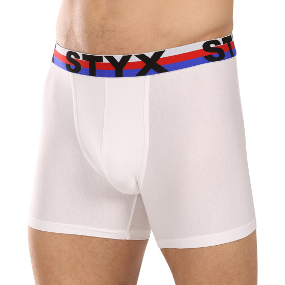 3PACK boxershorts för herrar Styx lång sport elastisk vit tricolour (3U2061)