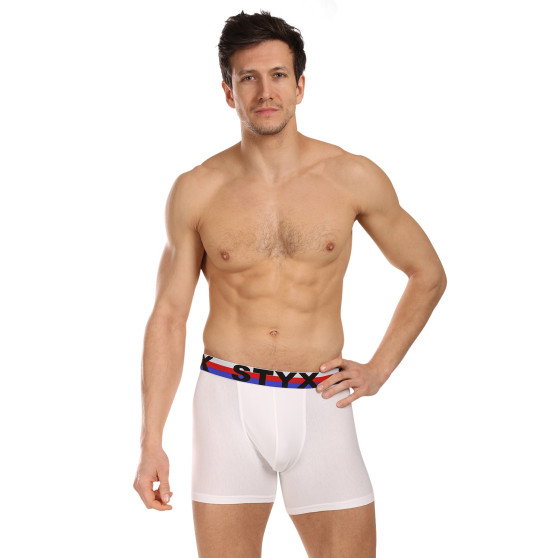 3PACK boxershorts för herrar Styx lång sport elastisk vit tricolour (3U2061)