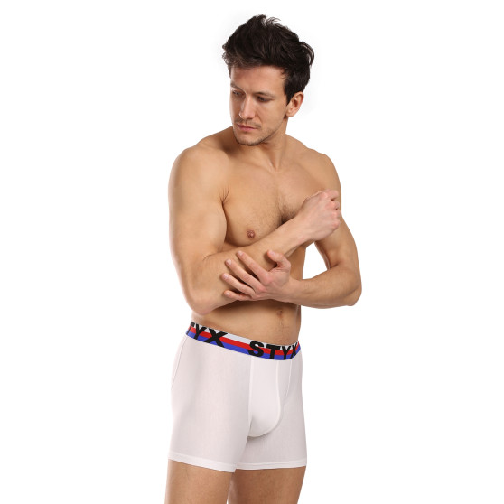 3PACK boxershorts för herrar Styx lång sport elastisk vit tricolour (3U2061)