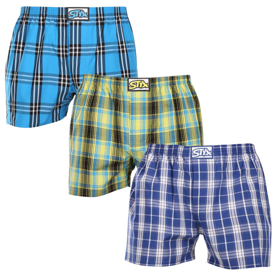 3PACK Boxershorts för herrar Styx klassisk elastisk flerfärgad (3A102130)