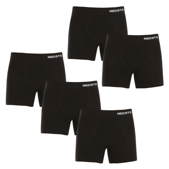 5PACK Boxershorts för herrar Nedeto sömlös bambu svart (5NDTB001S)