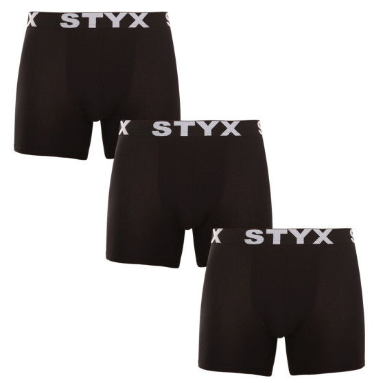 3PACK herr boxershorts Styx lång sport elastisk svart (3U960)