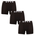 3PACK herr boxershorts Styx lång sport elastisk svart (3U960)